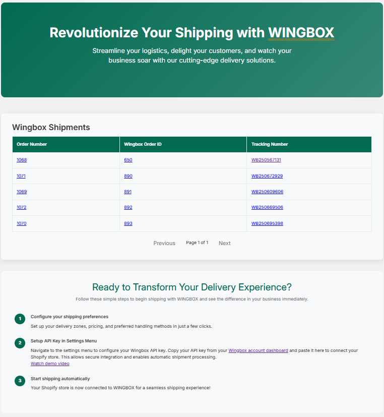 WINGBOX Shopify App Preview